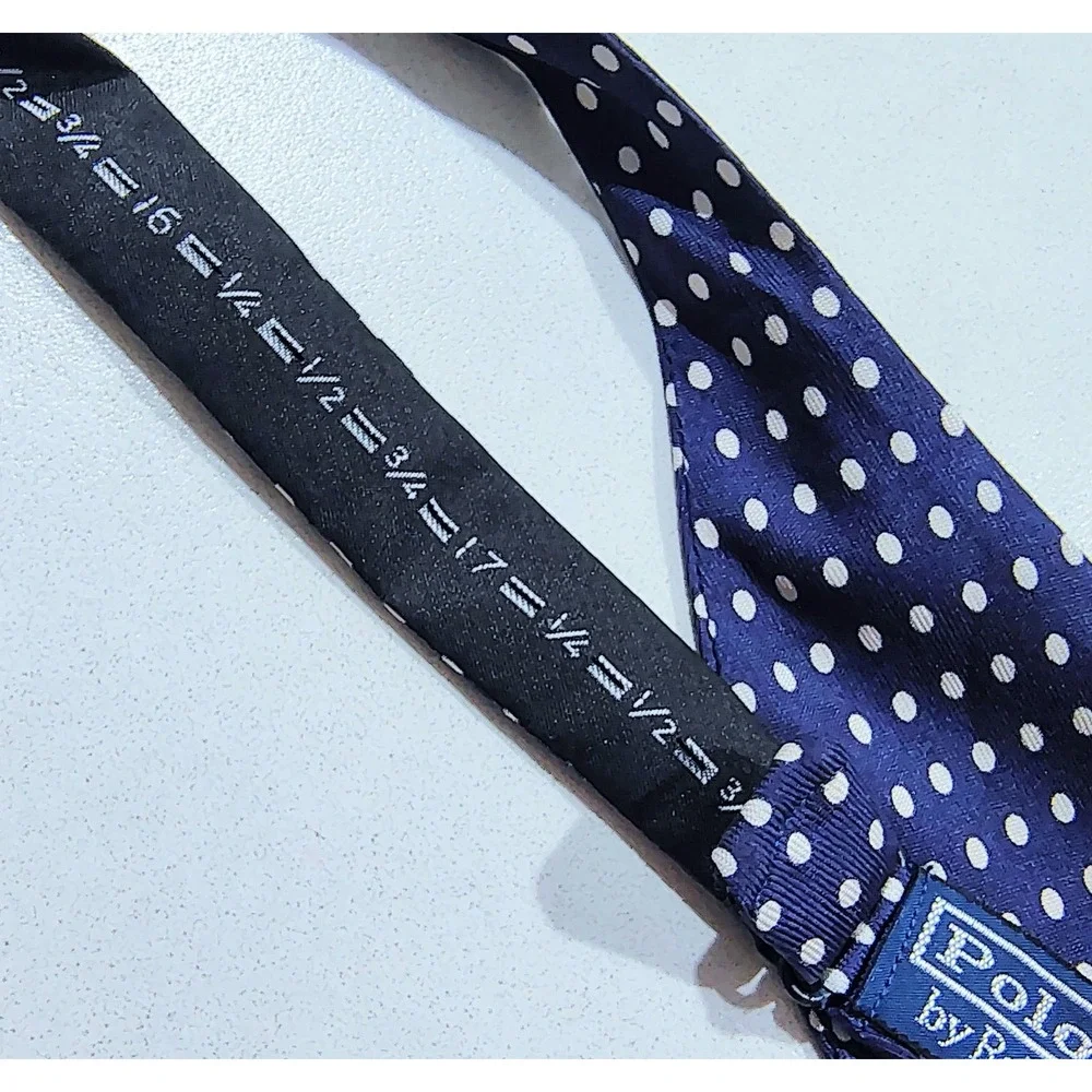 Polo Ralph Lauren Polka Dot  Silk Bow Tie Blue Mens Made In Italy Adjustable